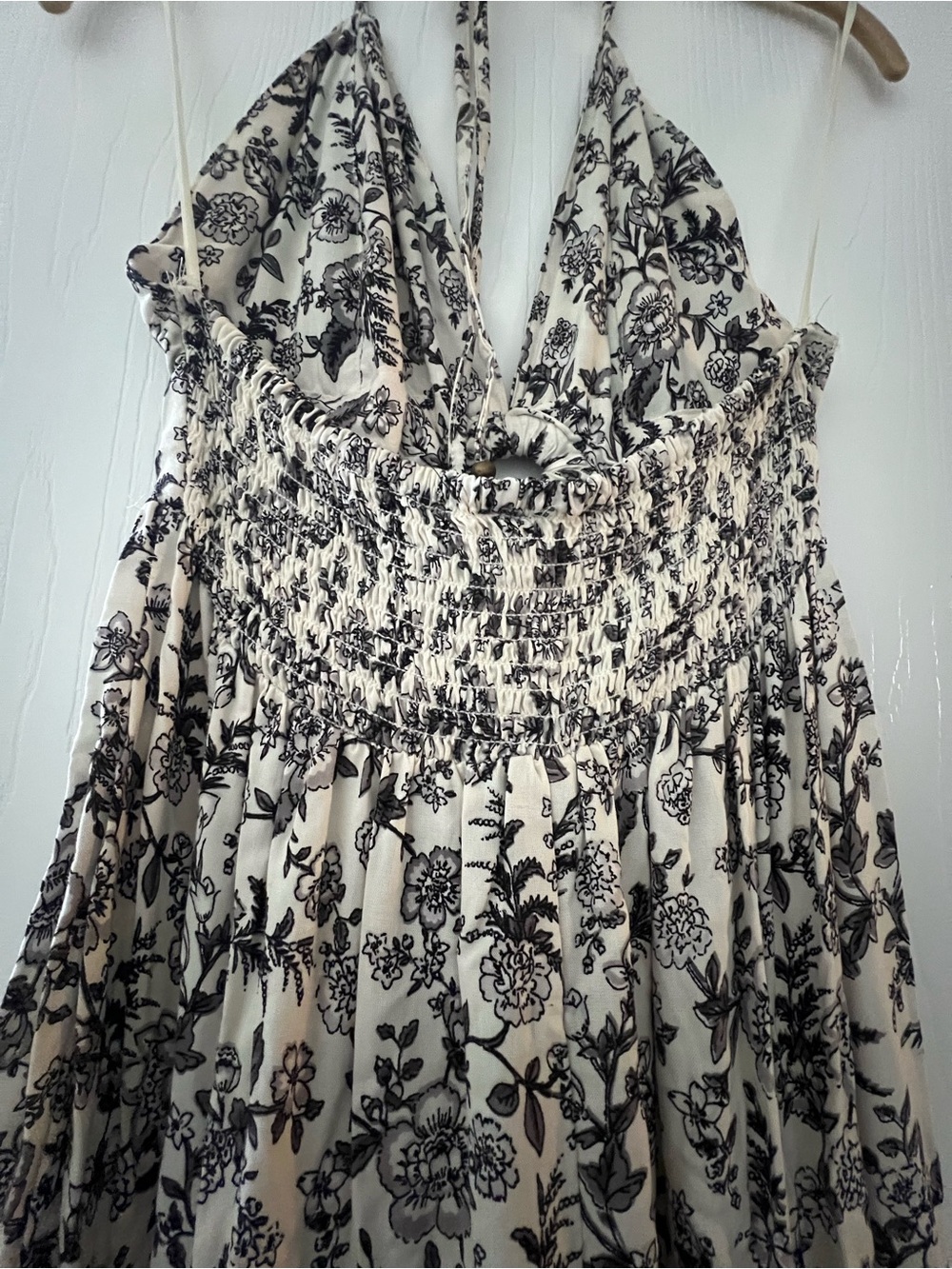 Angie Boho Floral Halter Wide Leg Jumpsuit Cream Black Palazzo Pants - Picture 4 of 9